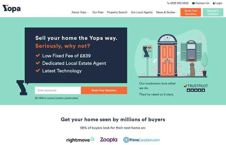 英国のオンライン不動産代理店ウェブサイト「Yopa」