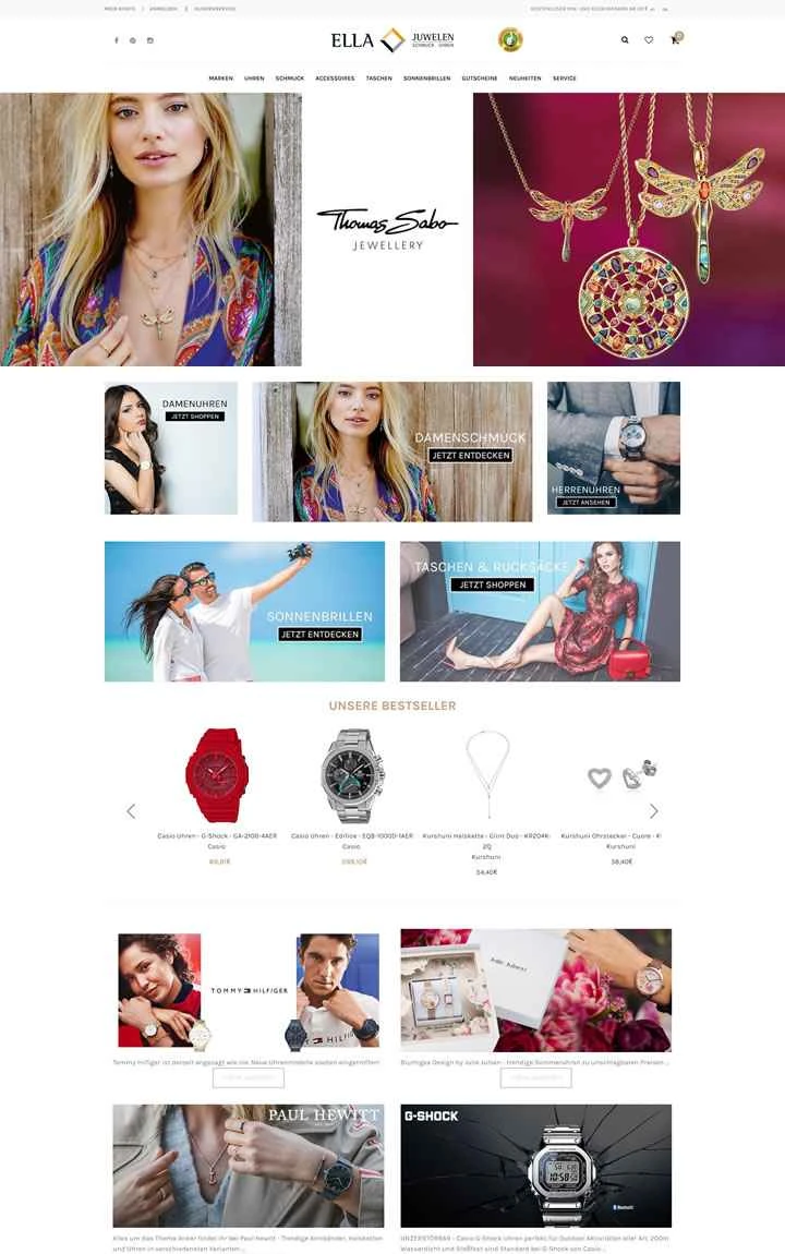 オーストリアのジュエリーや時計を購入できるウェブサイト：ELLA JUWELEN