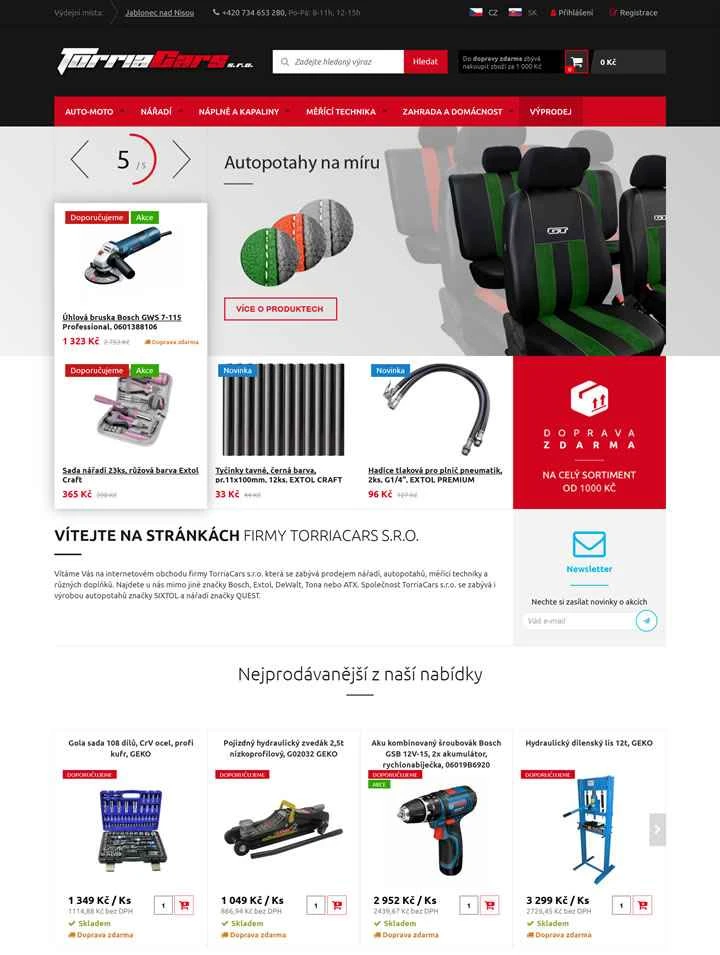 TorriaCars は、自動車部品や工具を販売するチェコのウェブサイトです。