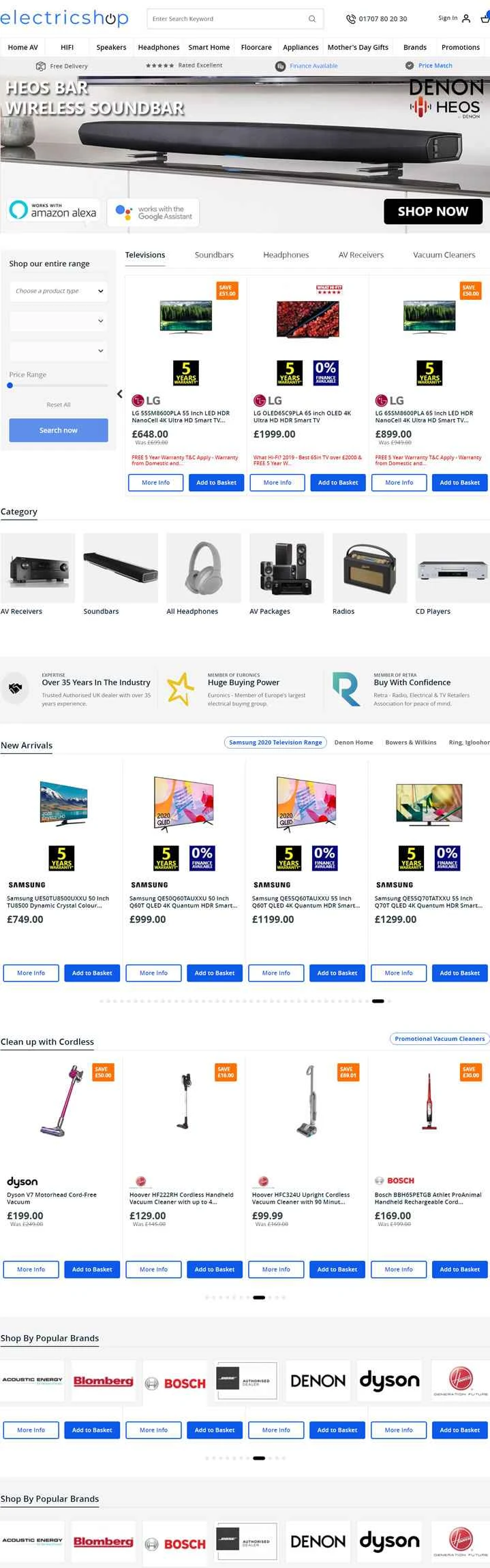 英国のオンライン電気製品店、Electricshop。