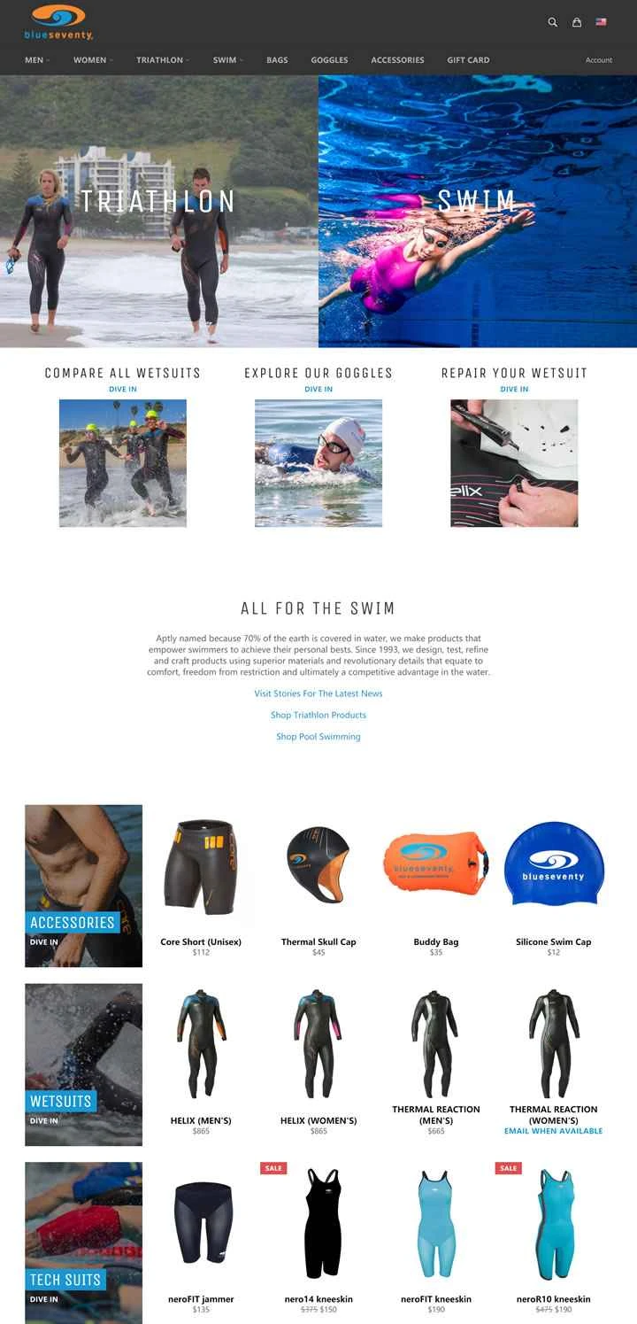 blueseventy公式サイト：トライアスロンと競技用水着