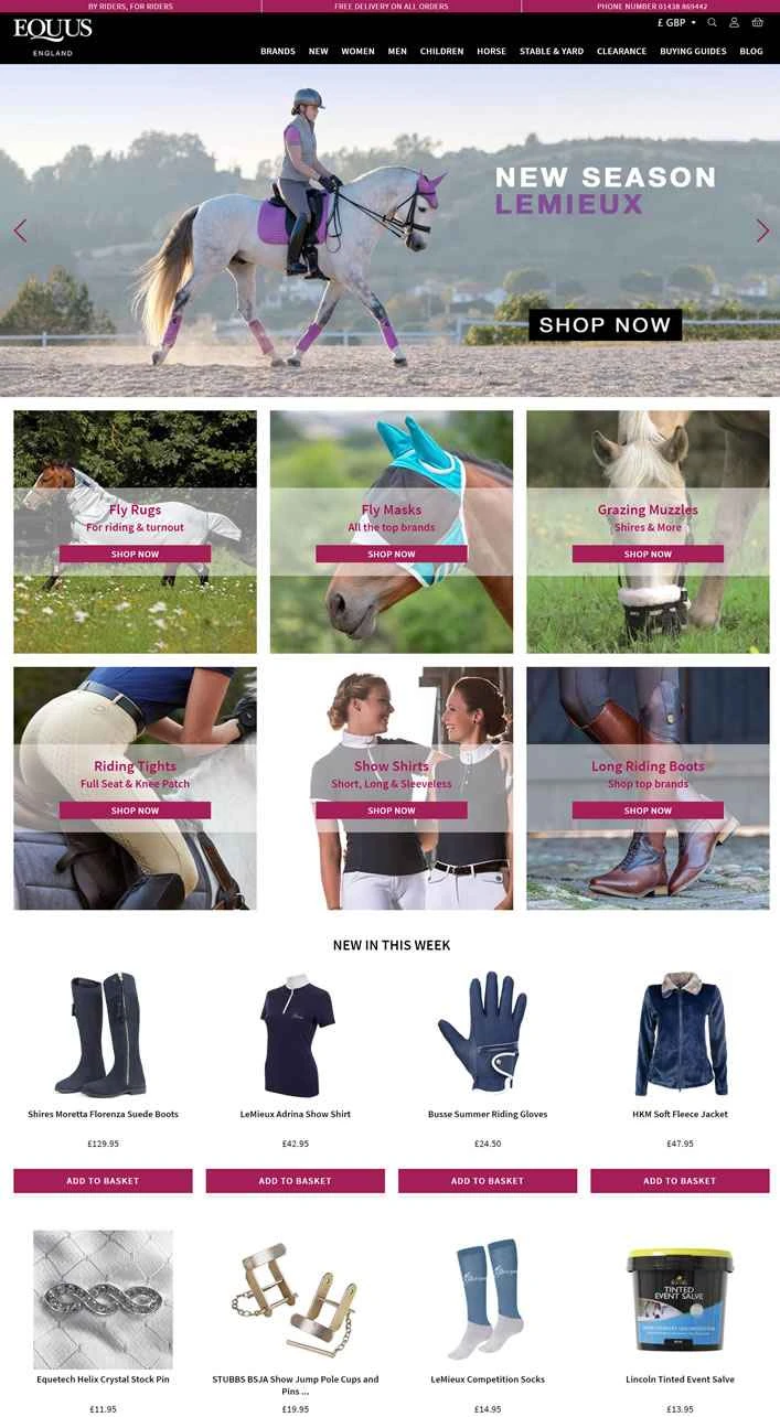 英国で乗馬用アパレルをオンラインで購入：EQUUS