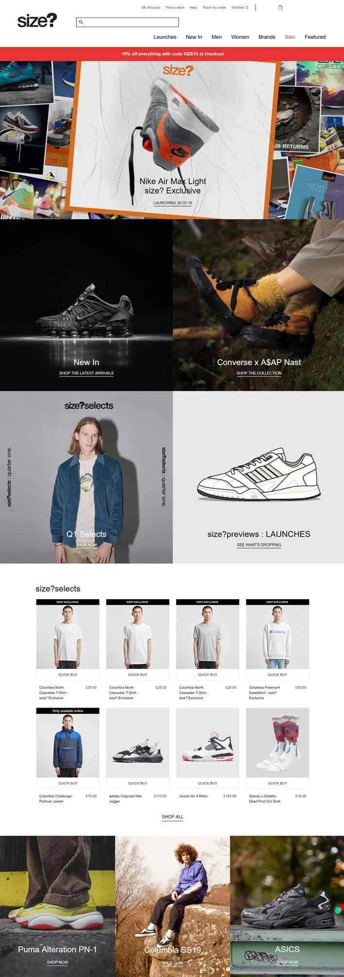 英国の流行の靴とアパレルの店：サイズは？