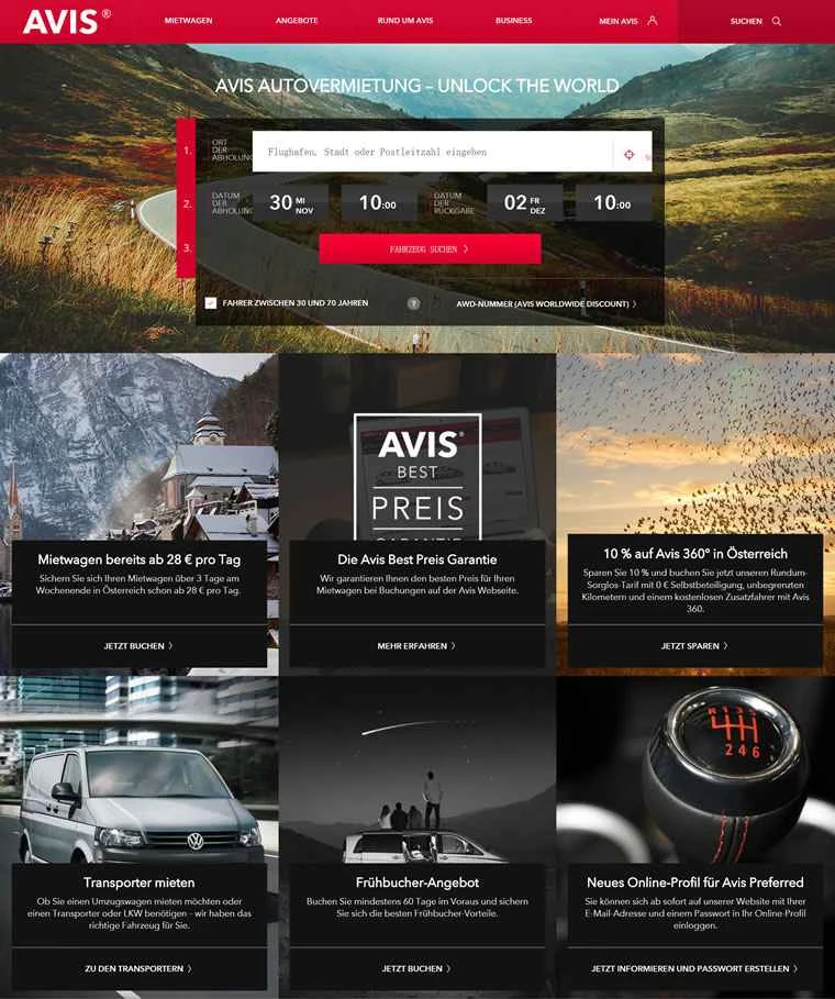 AVIS オーストリア レンタカー ウェブサイト: オーストリア、ヨーロッパ、世界中でレンタカー サービスを提供しています。