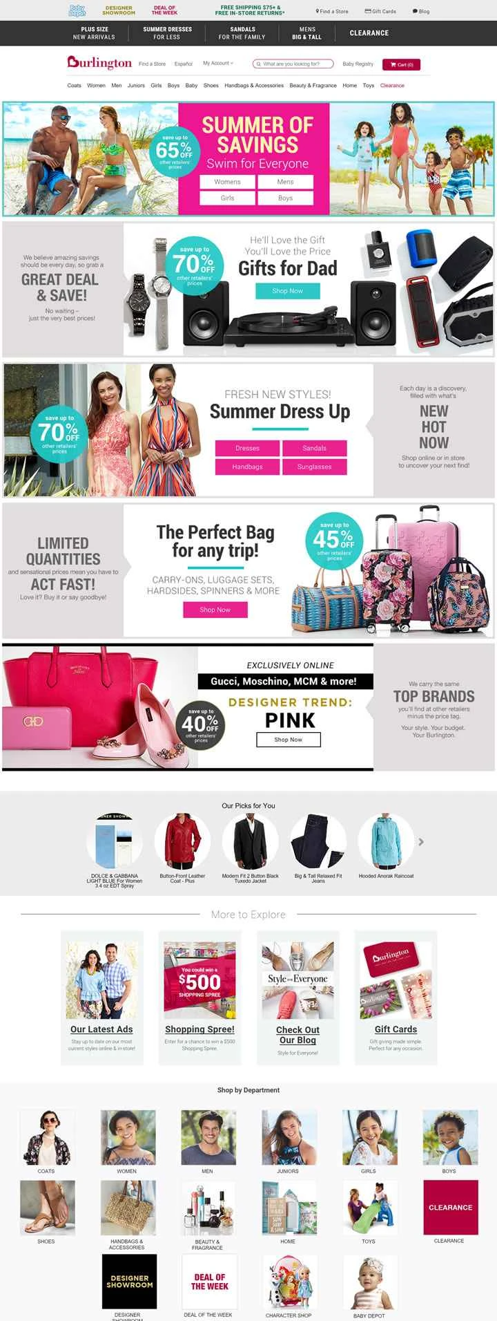 アメリカの有名ブランドディスカウントストア、バーリントン