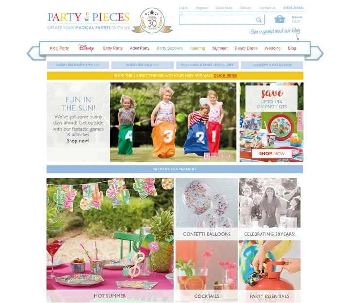 ケイト・ミドルトンの両親が設立し​​たパーティー用品のウェブサイト「Party Pieces」。