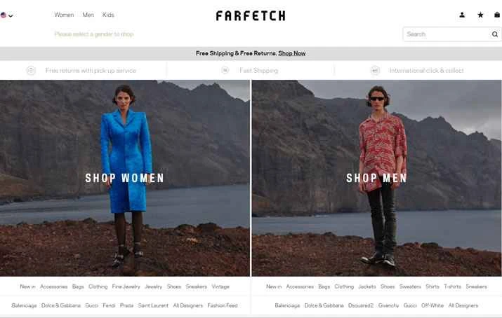 Farfetch（米国）：高級ブランドファッションショッピングプラットフォーム