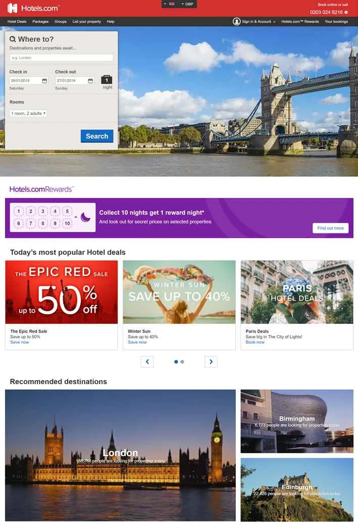 Hotels.com UK: 世界有数のホテル宿泊サービスプロバイダー