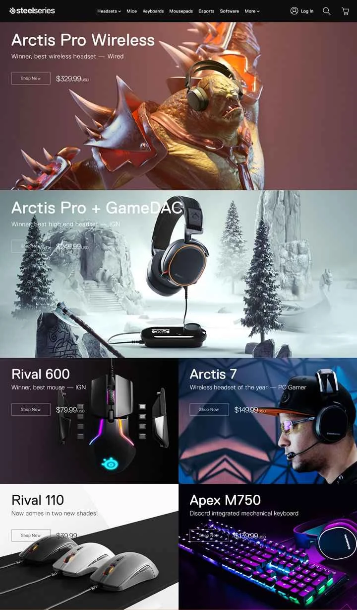 SteelSeries 公式ウェブサイト: ゲーム用周辺機器およびアクセサリ (ヘッドセット、キーボード、マウス、マウスパッド) の大手メーカー。