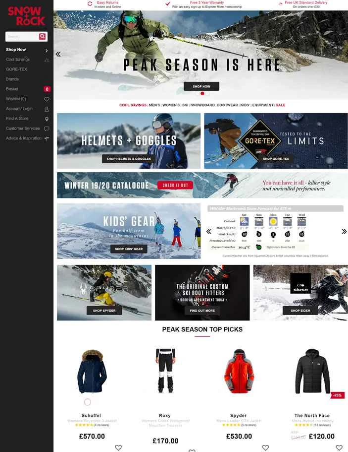 英国No.1のスキーウェア・スキー用品販売店、Snow+Rock