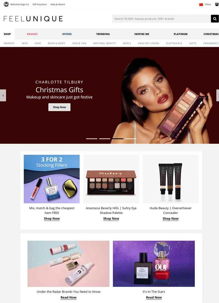 Feelunique（米国）：ヨーロッパの大手オンライン美容小売業者