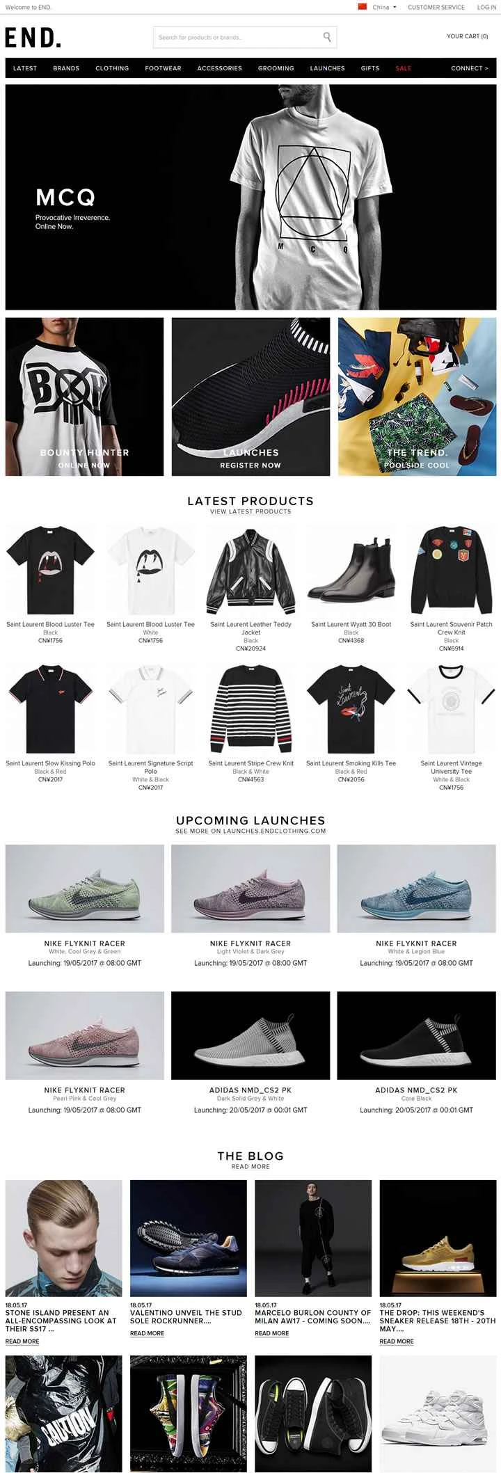 End Clothing US: イギリスのメンズストリートウェアストア