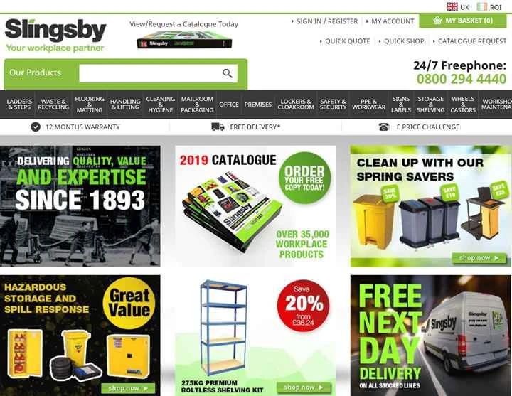 英国の職場用機器購入ウェブサイト、Slingsby。