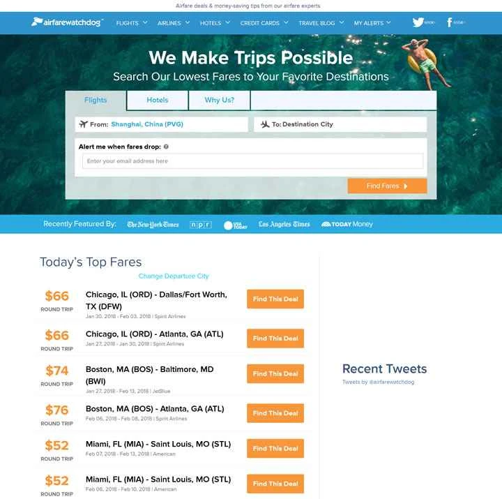 米国格安航空券専門家「Airfarewatchdog」
