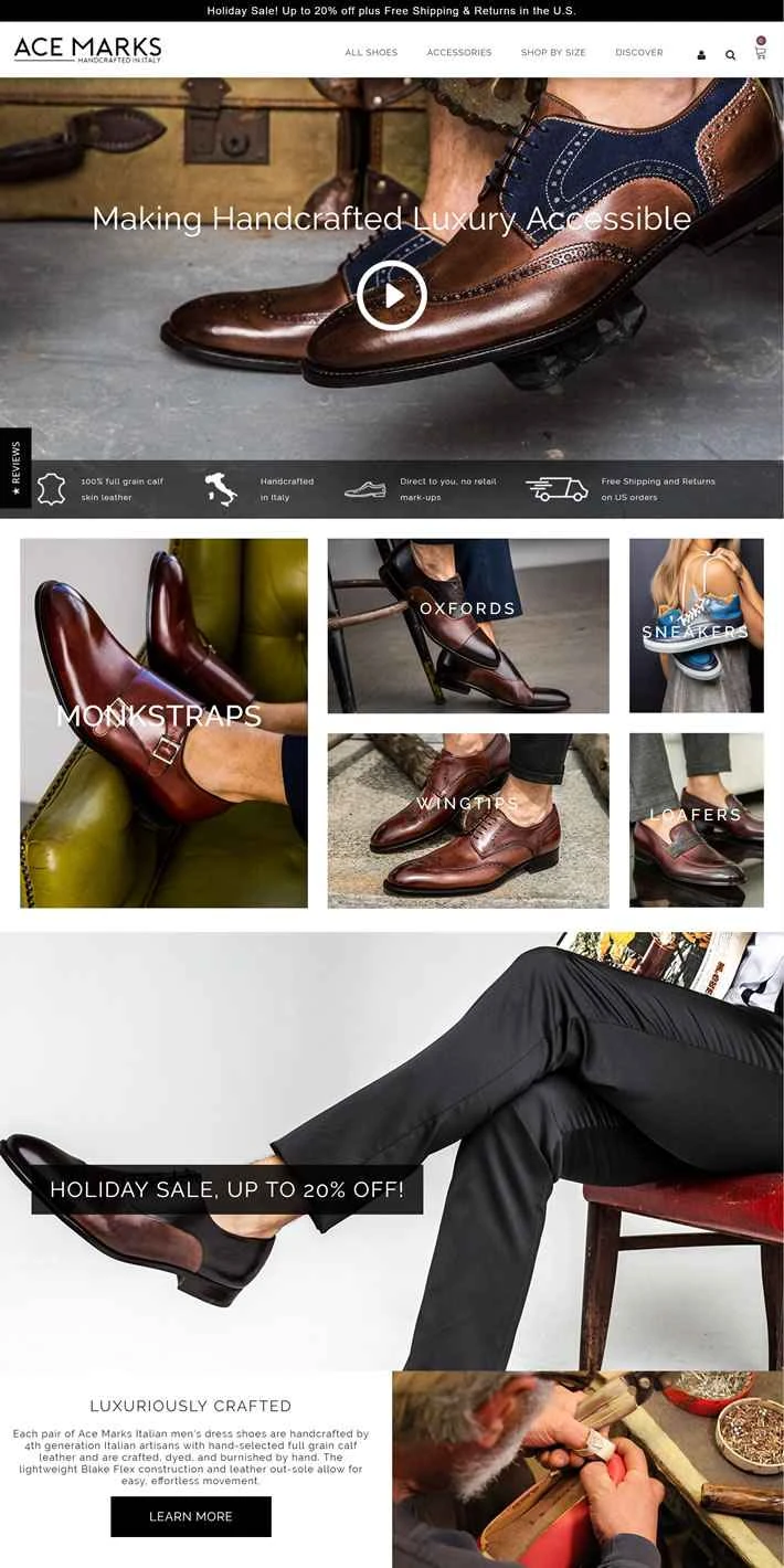 手作りのイタリア製ドレスシューズ：エースマークス