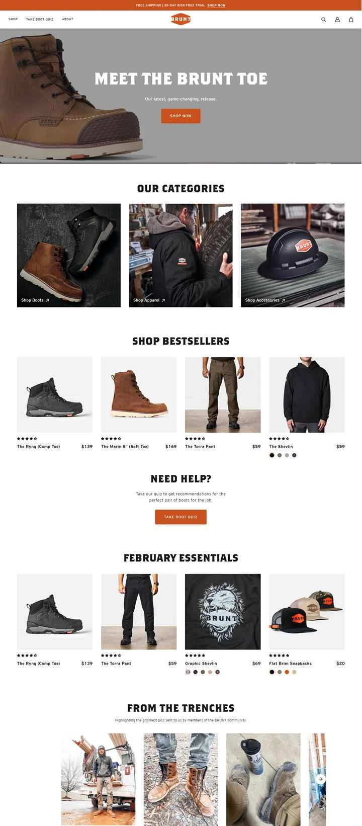 BRUNT Workwear は、労働者向けの作業服やブーツを製作するアメリカのワークウェアブランドです。