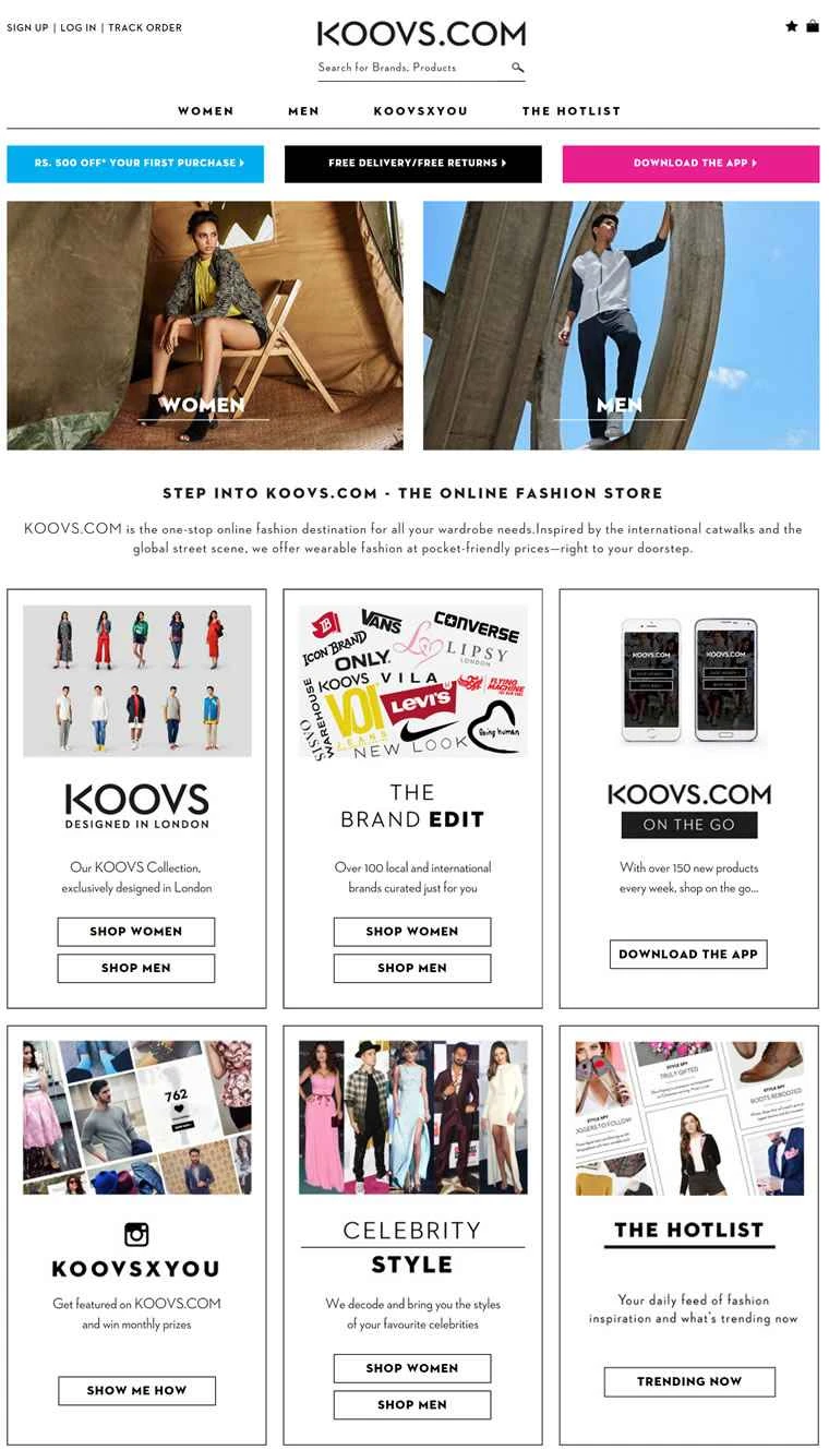インドの大手オンラインファッションストア、Koovs