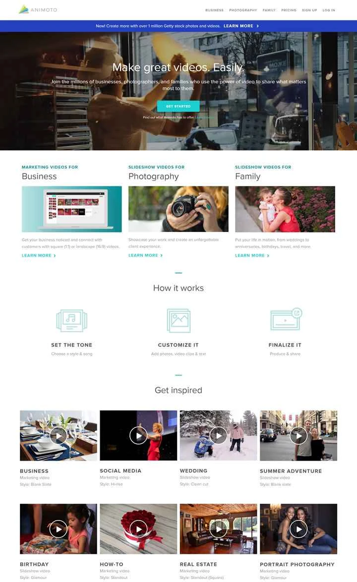 素晴らしい動画を簡単に作成：Animoto