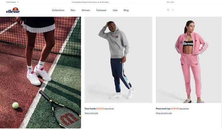 エレッセUK公式サイト：イタリアの高級スポーツブランド