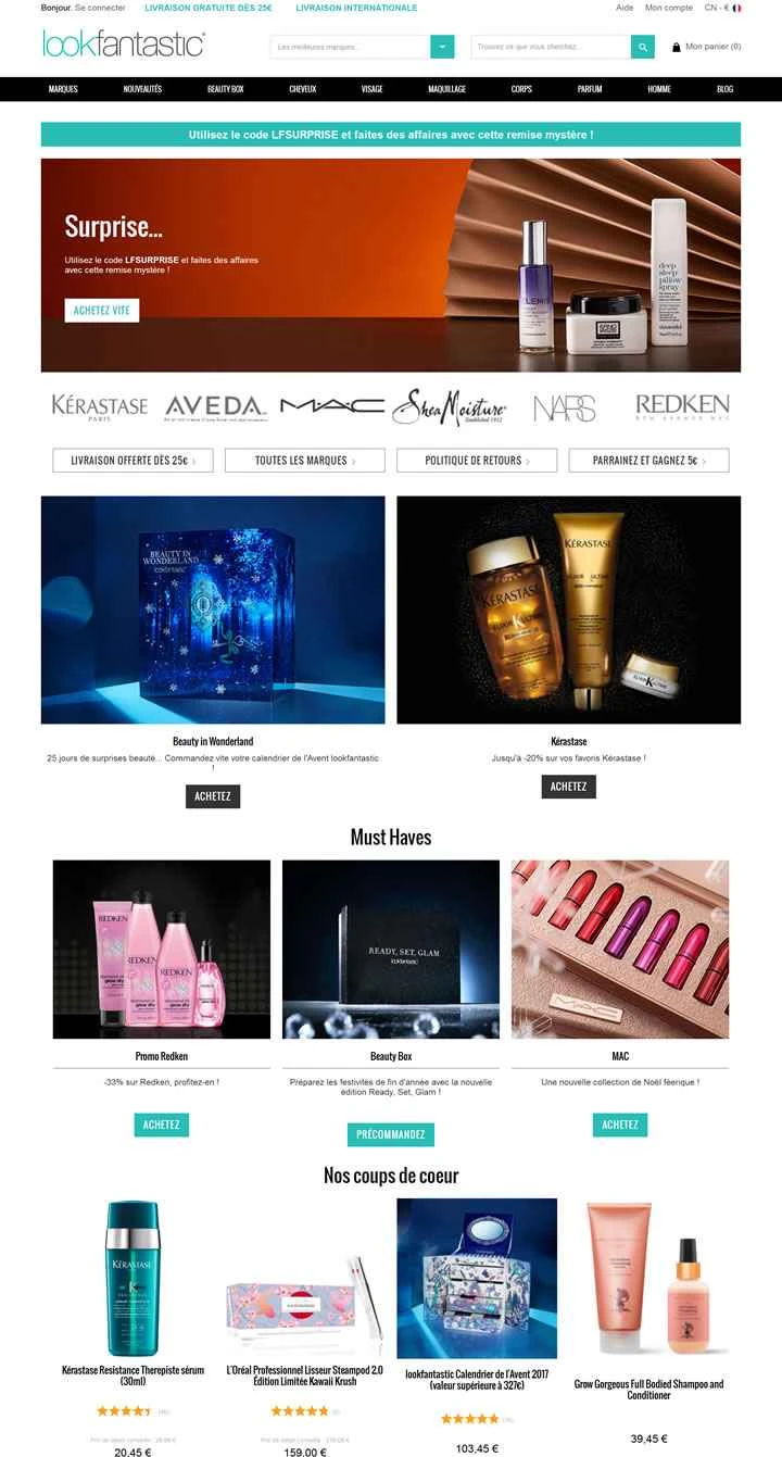 Lookfantastic France公式サイト：イギリスの有名な美容ショッピングサイト