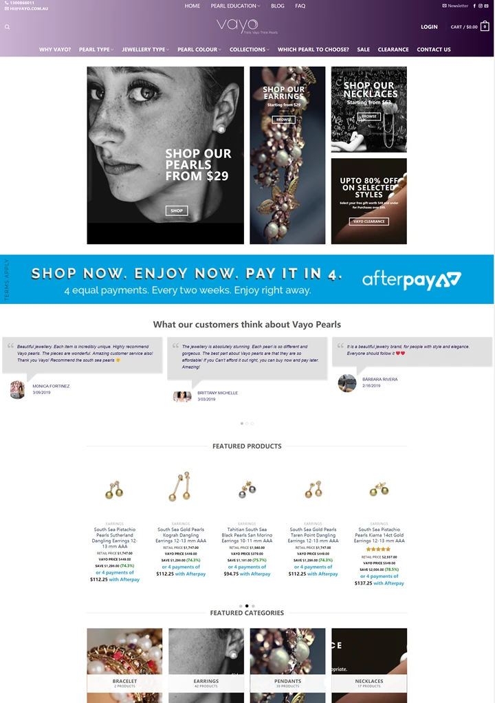 Vayo Pearls は、オーストラリアのオンライン パール ジュエリー小売業者です。