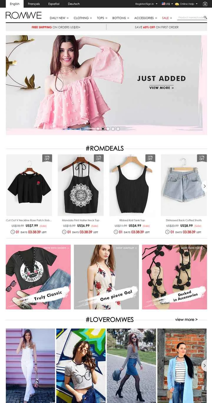 ROMWE は、世界中の女性向けにファッショナブルな衣服をデザイン、製造しています。