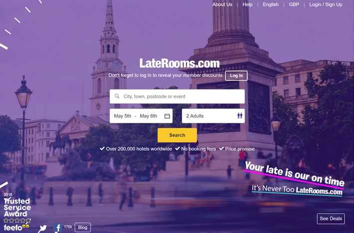 英国および世界中の格安ホテルを予約：LateRooms.com