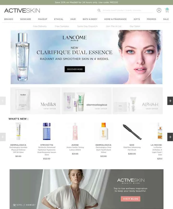 オーストラリアのオンライン美容・化粧品：Activeskin