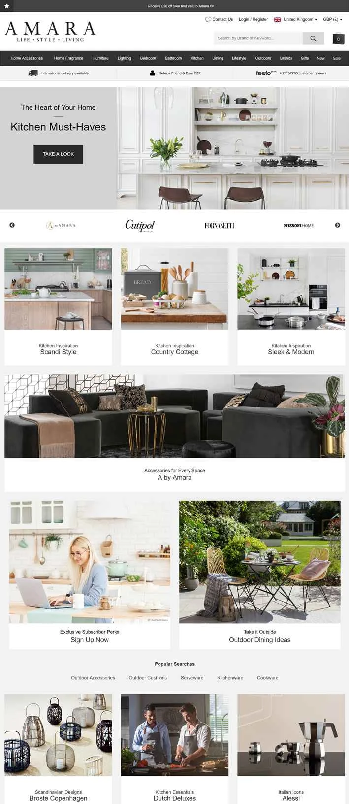 Amara は、英国を代表する高級でスタイリッシュな家庭用家具のオンライン ストアです。