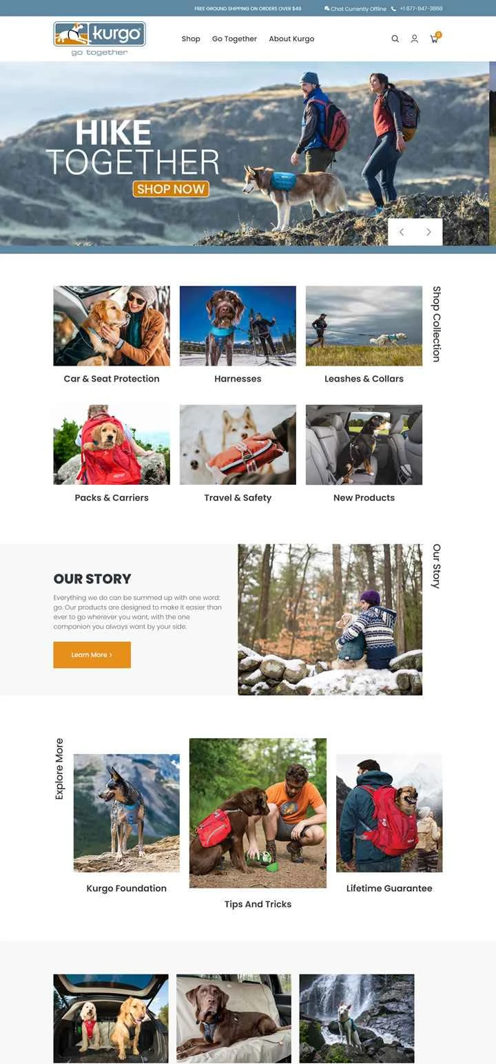 Kurgo は、米国における犬用旅行用品およびアウトドア用品の大手サプライヤーです。