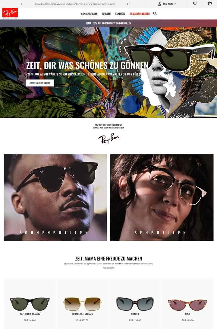 Ray-Ban オーストリア公式サイト：世界をリードするサングラスブランド