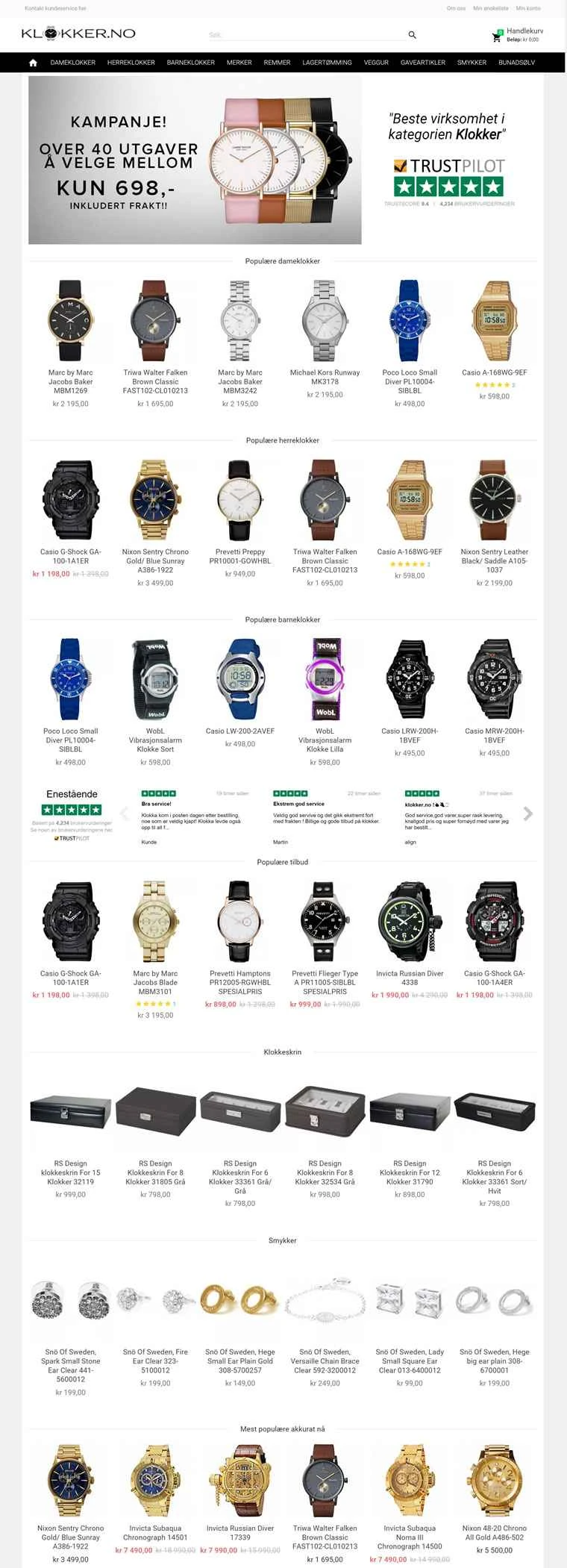 ノルウェーの時計ショッピング サイト: Klokker