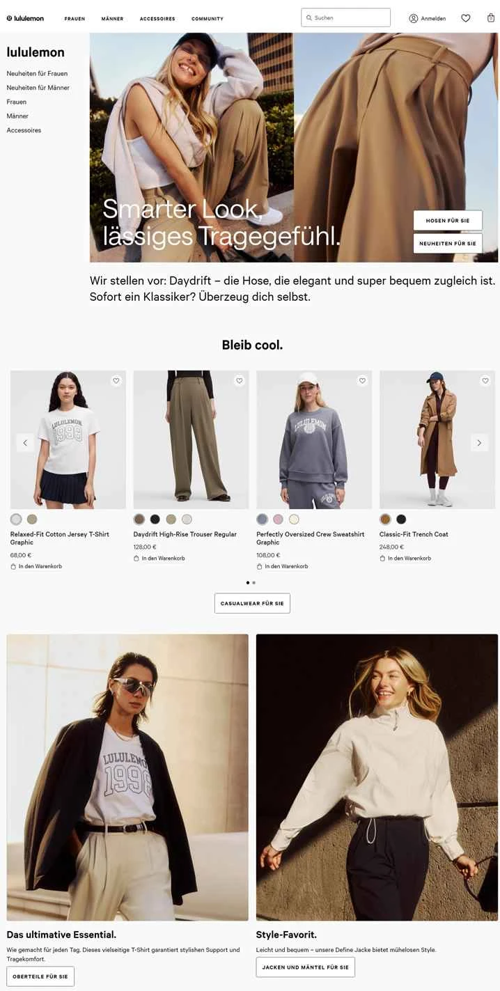 lululemonドイツ公式サイト：ヨガウェア