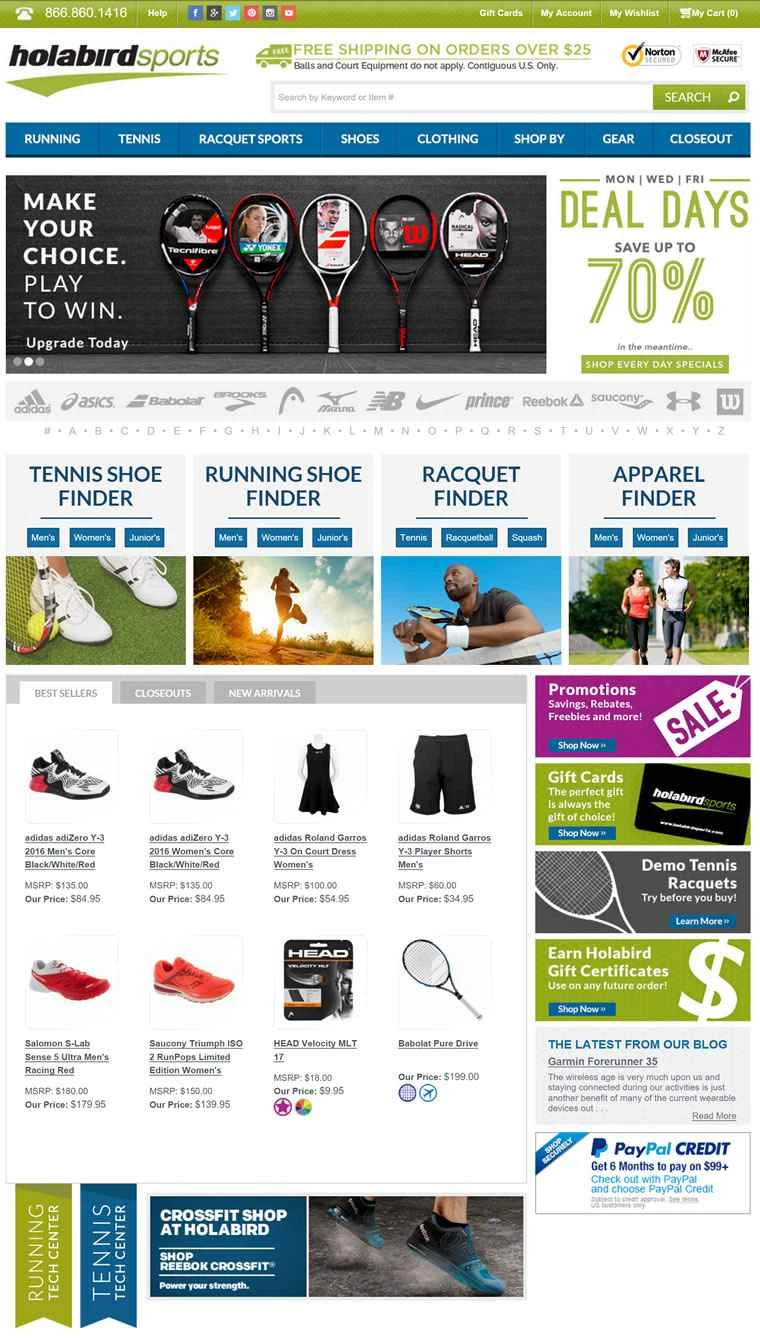 ランニングシューズ、テニスシューズ、テニスラケット、アパレル、用具：Holabird Sports