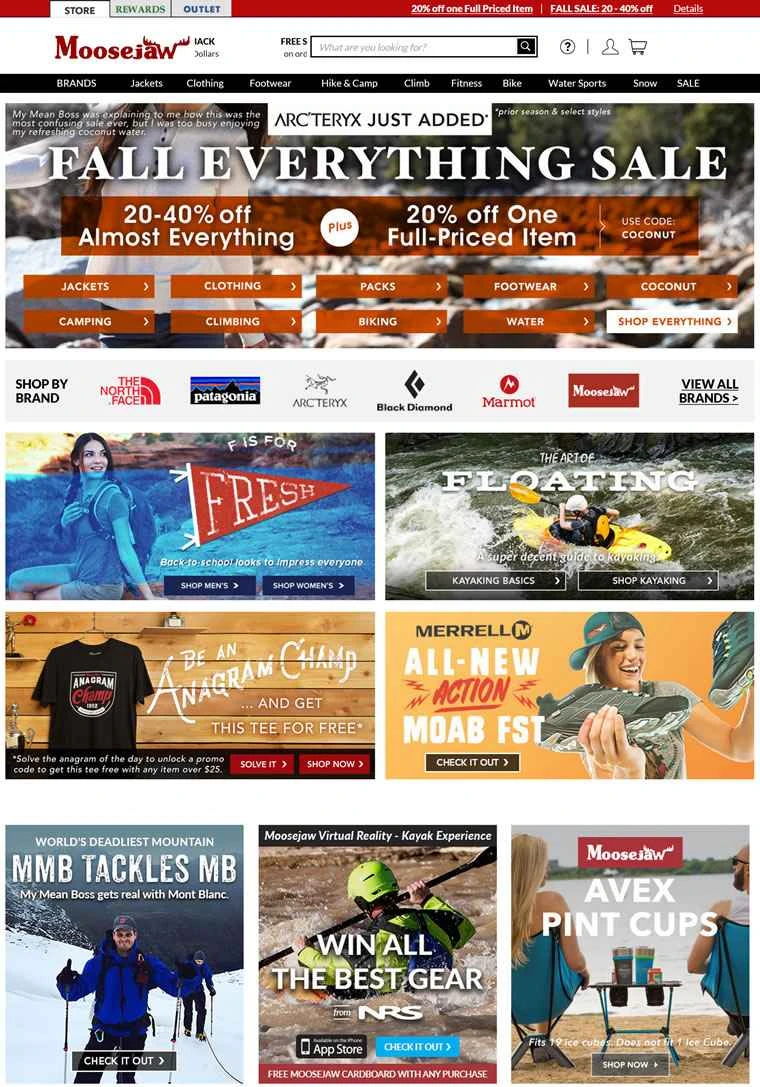 Moosejaw は、米国を代表するアウトドア アパレルおよび用具の店です。