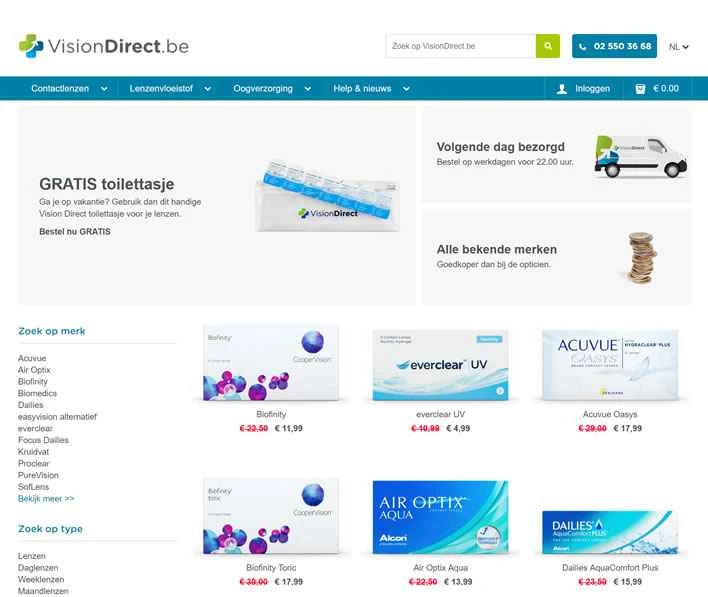 Vision Direct Belgium：コンタクトレンズをオンラインで注文