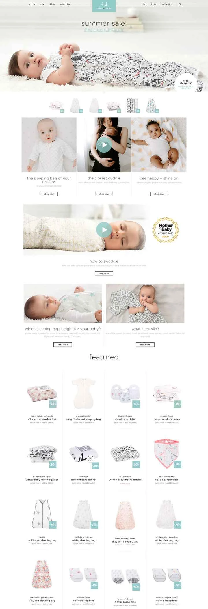 aden + anais UK公式サイト：アメリカのベビーインナー製品ブランド