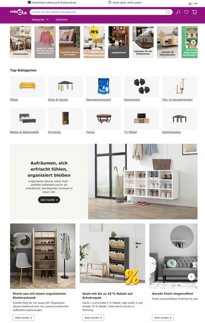 VidaXL スイス: ご自宅に最適なさまざまな家具を見つけてください。