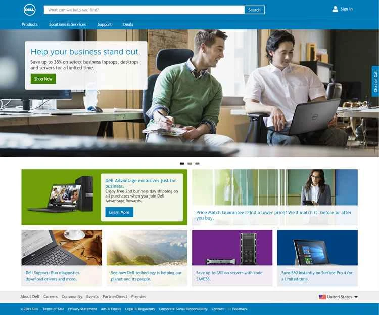 Dell USウェブサイト: Dell
