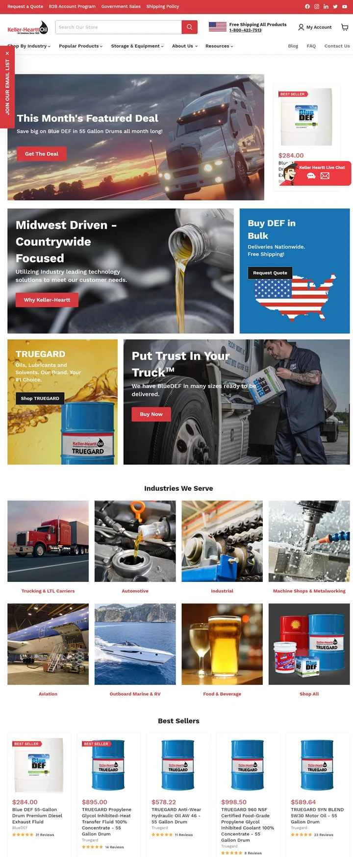 米国中西部の石油・潤滑油サプライヤー：ケラーハート