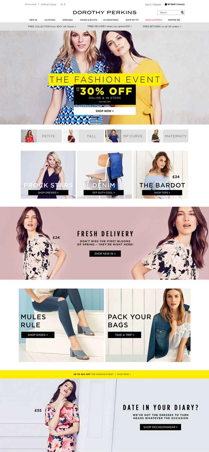 英国最大の婦人服小売業者、ドロシー・パーキンス