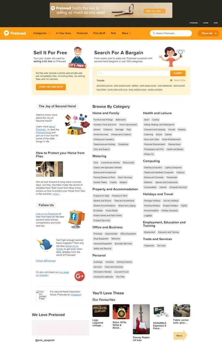 英国を拠点とする中古品取引ウェブサイト「Preloved」。