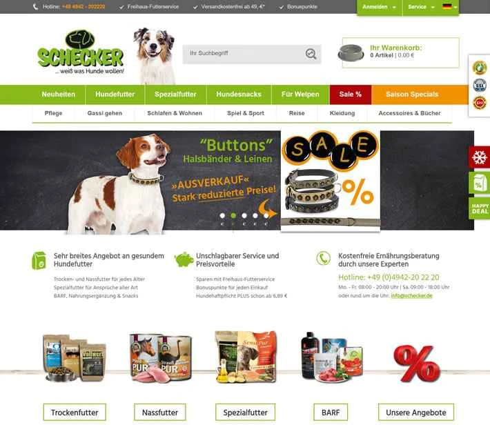 ドイツの犬用品オンラインストア、Schecker
