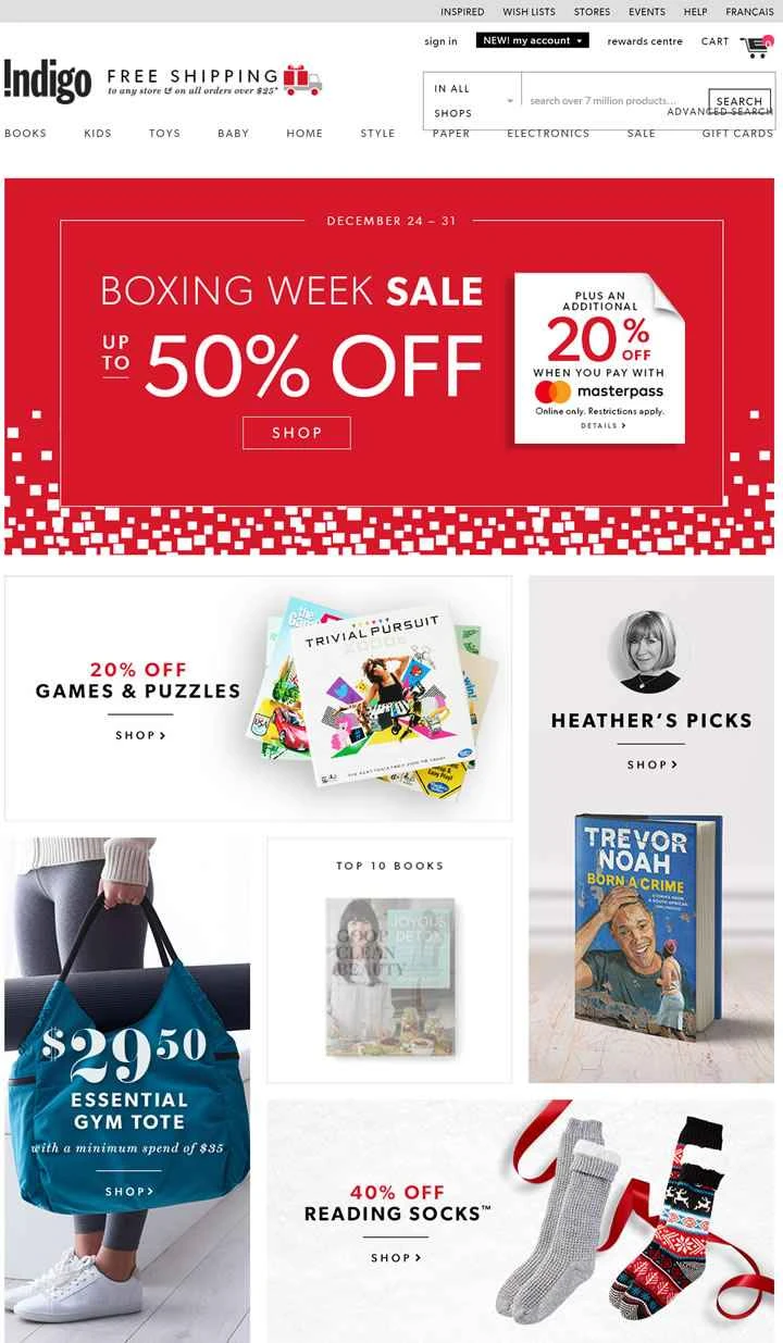 カナダ最大の書店インディゴ