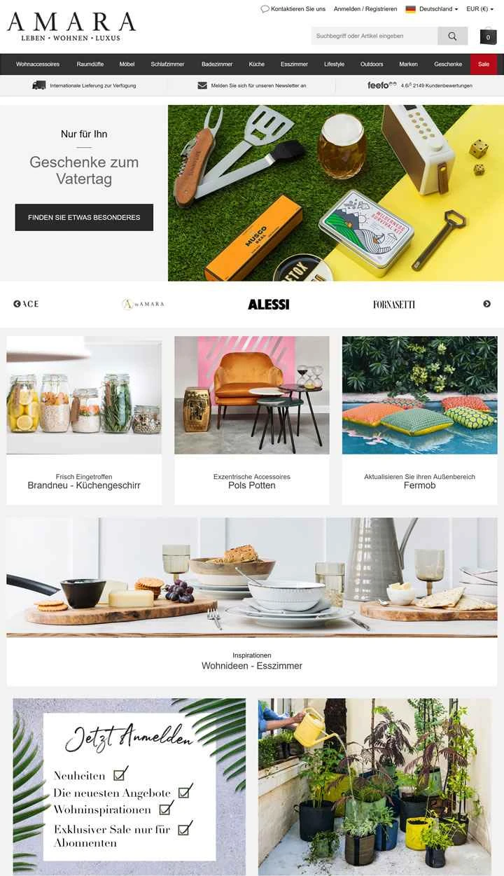アマラ ドイツ：ホームデコレーション、デザイナーブランド、高級ギフト