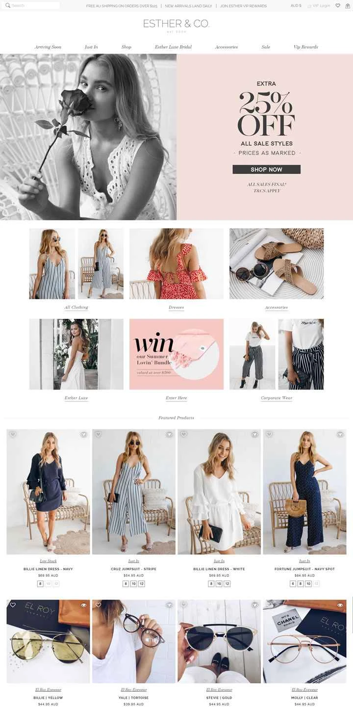 オーストラリアのドレスと婦人服をオンラインで販売：Esther