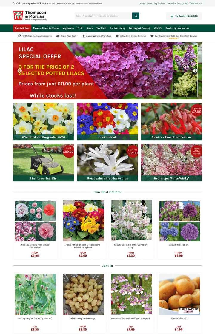 英国最大の種子・植物通信販売会社、トンプソン・アンド・モーガン。