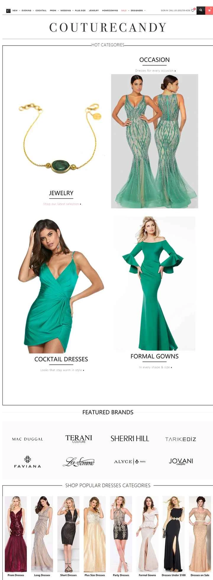 プロムドレスを購入できる米国のウェブサイト、Couture Candy。