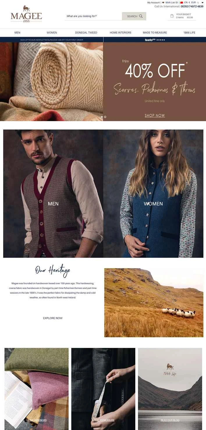 Magee 1866 公式サイト: ドニゴールツイードコートとオーバーコートのエキスパート