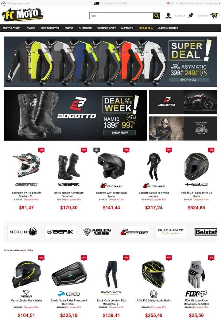 FC-Moto Denmark: ヨーロッパ最大級のオートバイ用アパレルとヘルメットの店